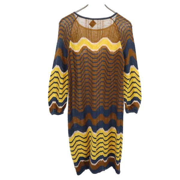 Missoni ミッソーニ ウールブレンド 総柄 長袖 ニット ワンピース 42 ブラウン系 レディース