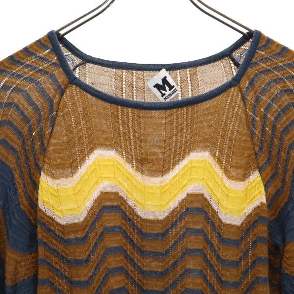 Missoni ミッソーニ ウールブレンド 総柄 長袖 ニット ワンピース 42 ブラウン系 レディース