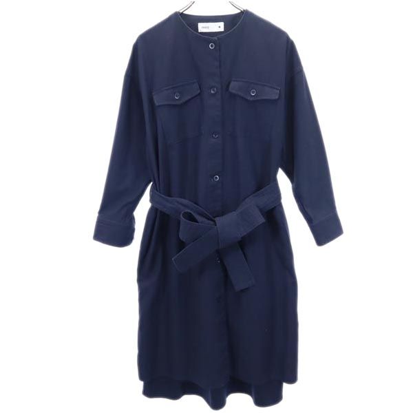 CONVERSE コンバース ワンピース風 ノーカラーコート 紺 薄手 レディース