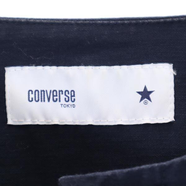 CONVERSE コンバース ワンピース風 ノーカラーコート 紺 薄手 レディース