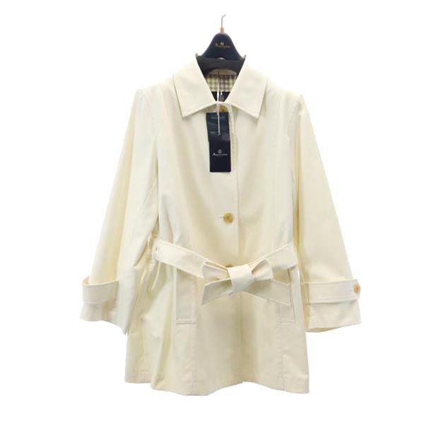 未使用 Aquascutum アクアスキュータム ステンカラーコート 15 ホワイト系 ブランドハンガー付き レディース