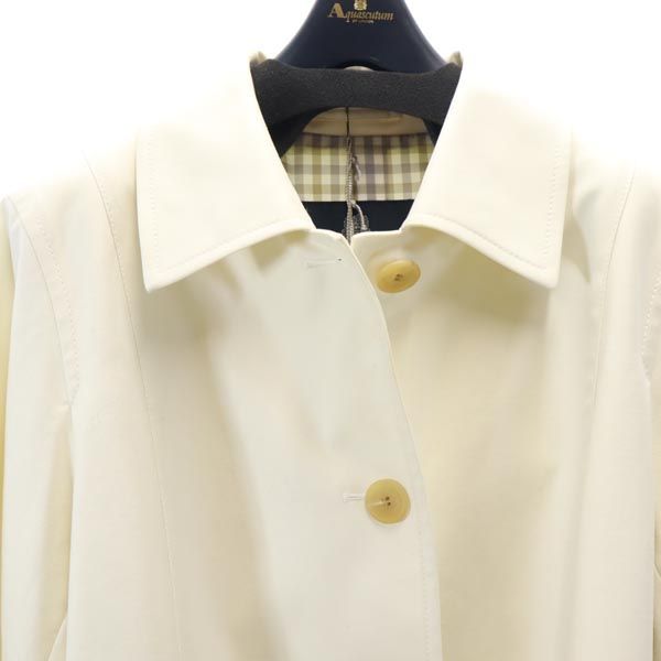 未使用 Aquascutum アクアスキュータム ステンカラーコート 15 ホワイト系 ブランドハンガー付き レディース