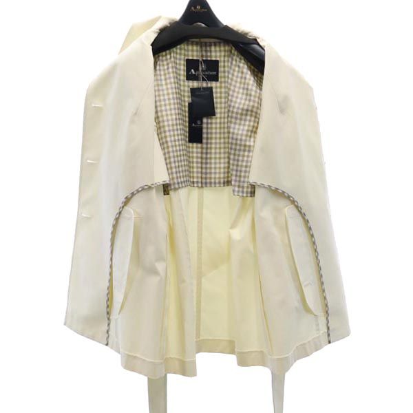 未使用 Aquascutum アクアスキュータム ステンカラーコート 15 ホワイト系 ブランドハンガー付き レディース