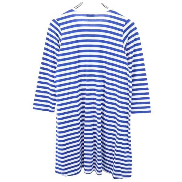 marimekko マリメッコ ボーダー 長袖 ワンピース 160 青×白 キッズ