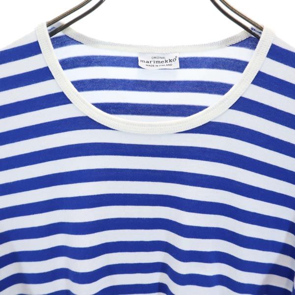 marimekko マリメッコ ボーダー 長袖 ワンピース 160 青×白 キッズ
