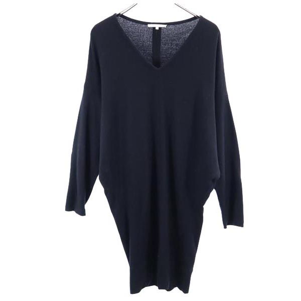 HELMUT LANG ヘルムートラング ウール 長袖 Vネック ニット ワンピース S 黒 レディース