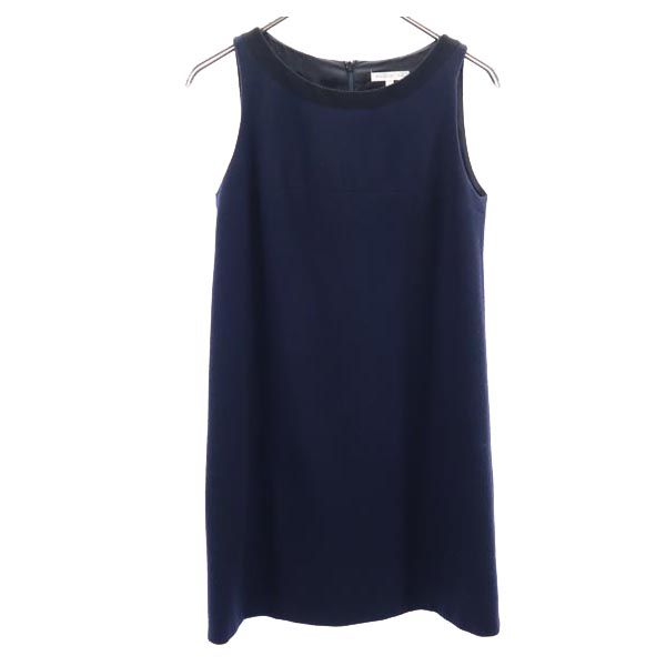 PAULE KA ポールカ ウール ノースリーブ ワンピース 36 ネイビー系 バックジップ レディース