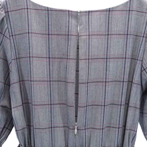 BLUE LABEL CRESTBRIDGE ブルーレーベルクレストブリッジ 三陽商会 チェック柄 7分袖 ワンピース 36 グレー系 レディース