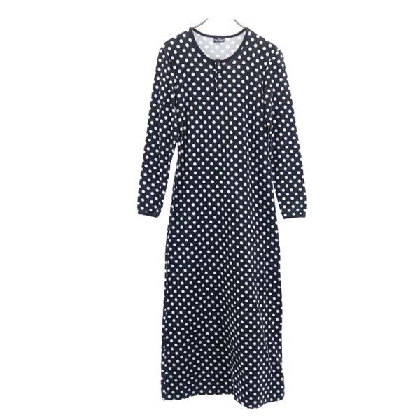 marimekko マリメッコ ドット柄 長袖 ロングワンピース S 黒系 レディース