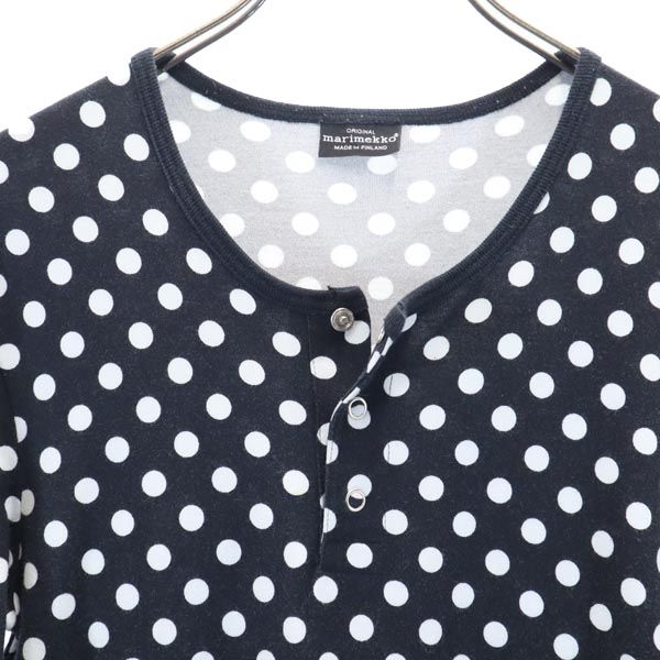 marimekko マリメッコ ドット柄 長袖 ロングワンピース S 黒系 レディース