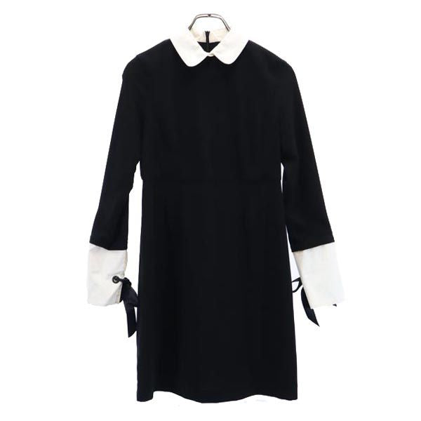 IMPERIAL インペリアル 長袖 ワンピース S ブラック系 バックジップ 袖リボン レディース