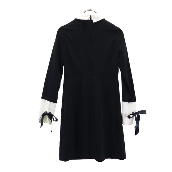 IMPERIAL インペリアル 長袖 ワンピース S ブラック系 バックジップ 袖リボン レディース