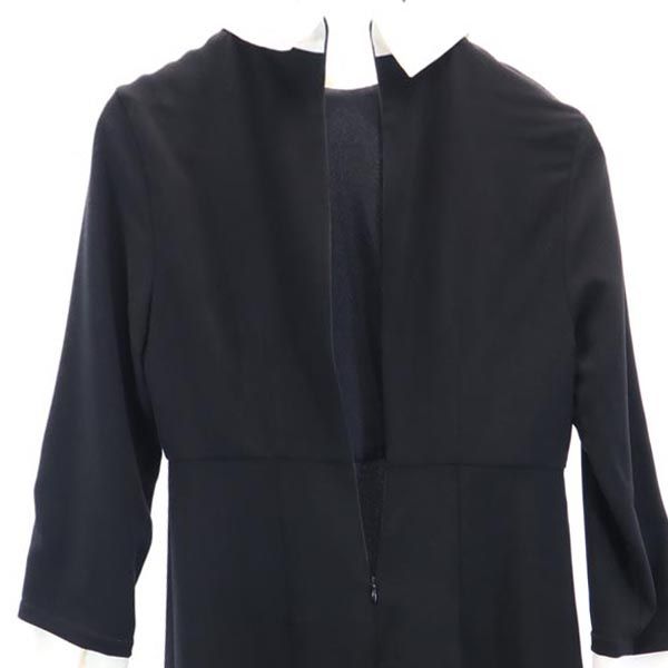 IMPERIAL インペリアル 長袖 ワンピース S ブラック系 バックジップ 袖リボン レディース