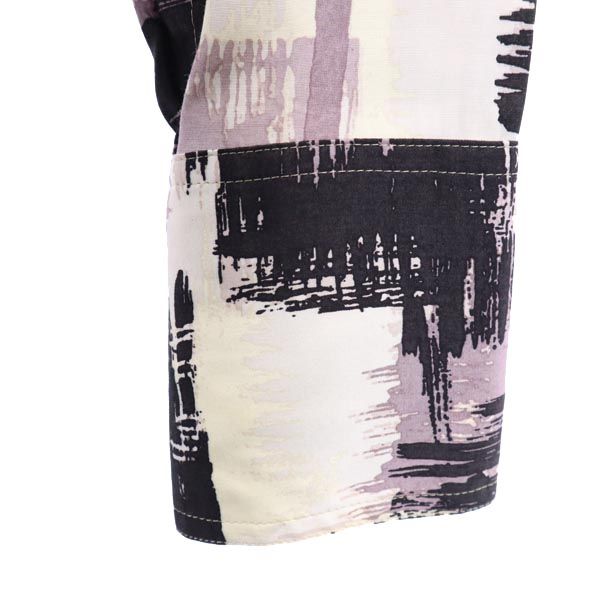 Yohji Yamamoto ヨウジヤマモト 日本製 総柄 長袖 ワンピース 1 ベージュ×黒×紫 レディース