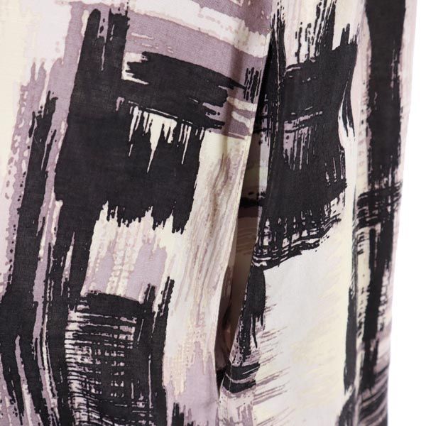 Yohji Yamamoto ヨウジヤマモト 日本製 総柄 長袖 ワンピース 1 ベージュ×黒×紫 レディース