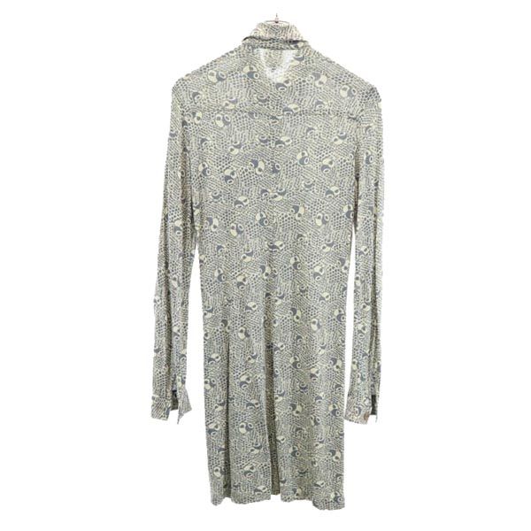 ANNA SUI アナスイ USA製 長袖 シャツワンピース 4 ベージュ×グレー レディース