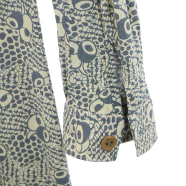 ANNA SUI アナスイ USA製 長袖 シャツワンピース 4 ベージュ×グレー レディース