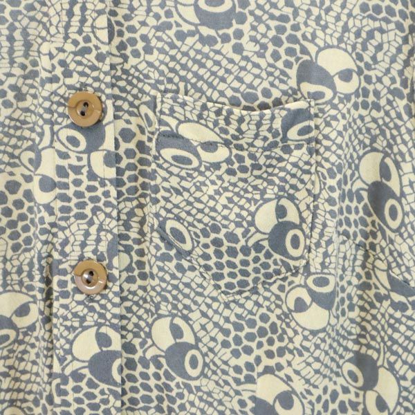 ANNA SUI アナスイ USA製 長袖 シャツワンピース 4 ベージュ×グレー レディース