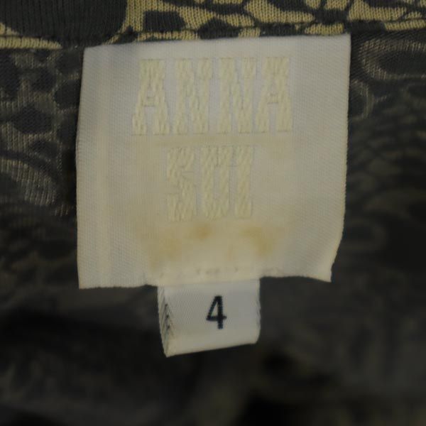 ANNA SUI アナスイ USA製 長袖 シャツワンピース 4 ベージュ×グレー レディース