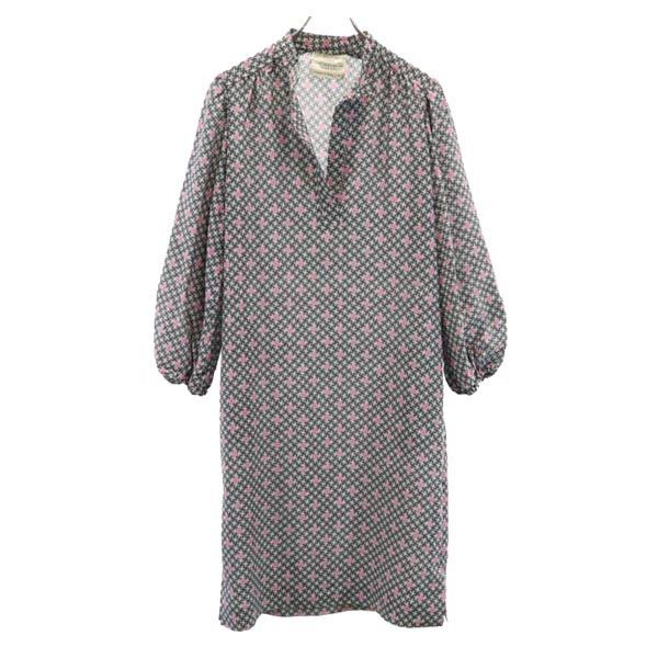 BALENCIAGA バレンシアガ イタリア製 総柄 長袖 ワンピース ブラック系 レディース