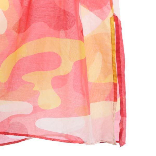 DIANE VON FURSTENBERG ダイアンフォンファステンバーグ シルクブレンド 総柄 7分袖 シースルー チュニック P レッド系 レディース