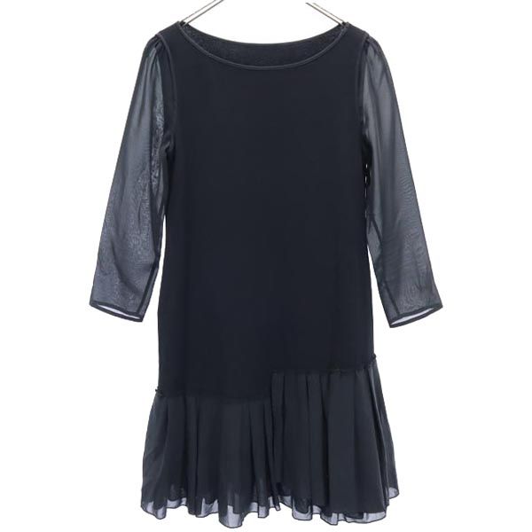 FOXEY NEW YORK フォクシーニューヨーク 日本製 長袖 ワンピース 38 黒 レディース