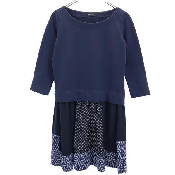 MAX&CO マックスアンドコー 7分袖 ワンピース 38 紺 レディース