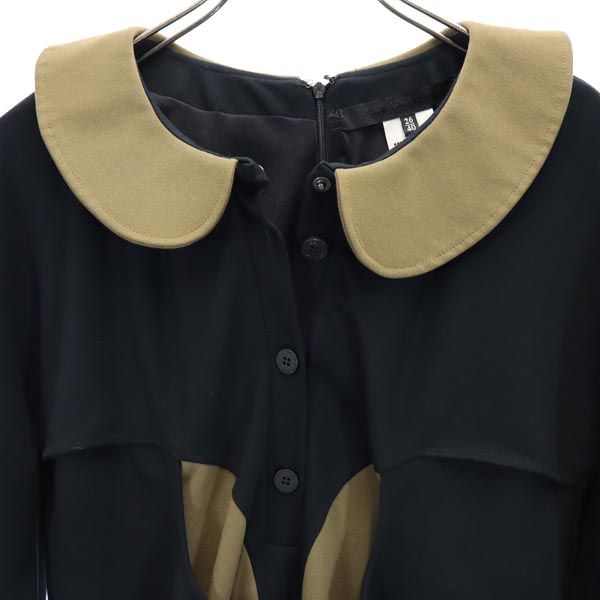 KARL LAGERFELD カールラガーフェルド 半袖 タイト ワンピース 40 黒×茶 レディース