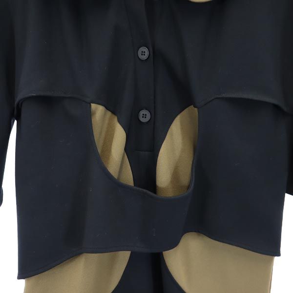 KARL LAGERFELD カールラガーフェルド 半袖 タイト ワンピース 40 黒×茶 レディース