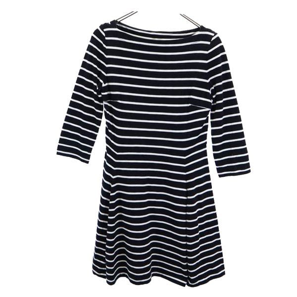 Kate Spade ケイトスペード ボーダー柄 長袖 ワンピース S 黒×白 レディース