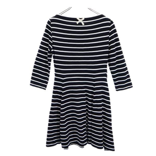 Kate Spade ケイトスペード ボーダー柄 長袖 ワンピース S 黒×白 レディース