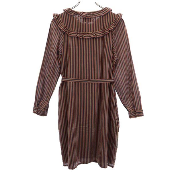 A.P.C. アーペーセー ストライプ柄 長袖 ワンピース S 茶系 レディース