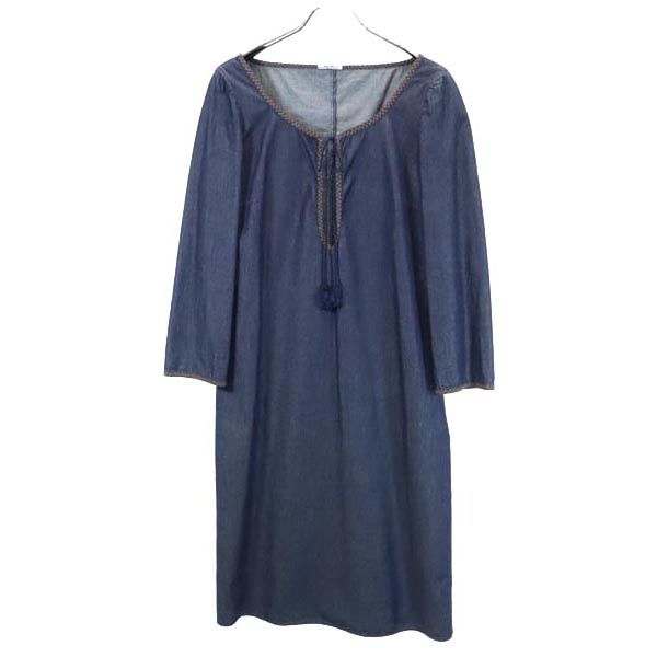 MIUMIU ミュウミュウ イタリア製 長袖 ワンピース 40 ネイビー系 レディース