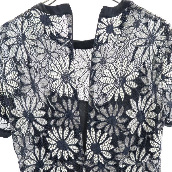 MARC BY MARC JACOBS マークバイマークジェイコブス 花刺繍 半袖 ワンピース 0 黒系 インナー付き レディース