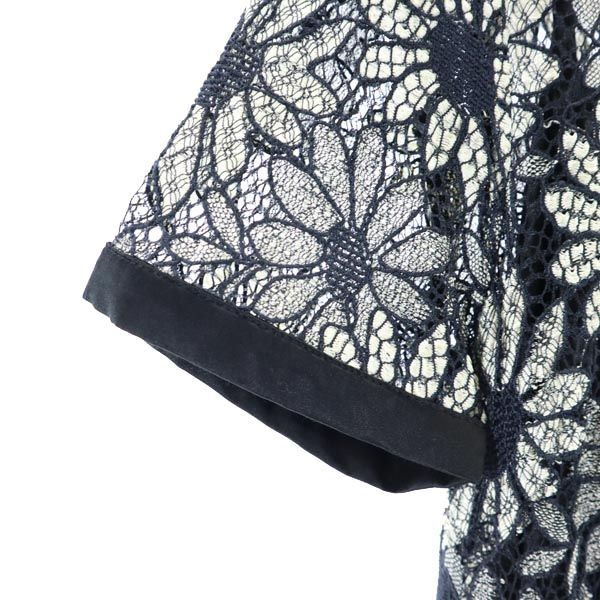 MARC BY MARC JACOBS マークバイマークジェイコブス 花刺繍 半袖 ワンピース 0 黒系 インナー付き レディース