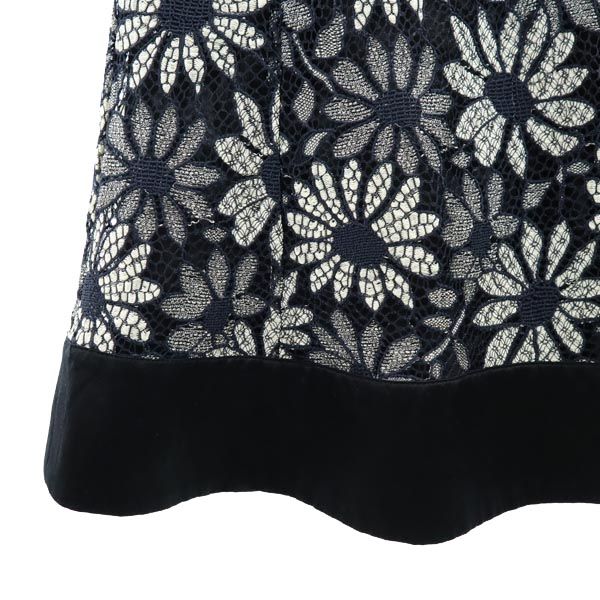 MARC BY MARC JACOBS マークバイマークジェイコブス 花刺繍 半袖 ワンピース 0 黒系 インナー付き レディース