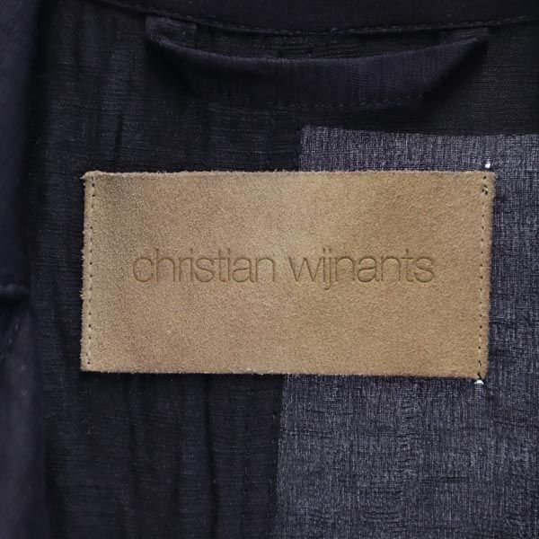 christian wijnants クリスチャンワイナンツ リネンブレンド コットン コート 34 紺 レディース