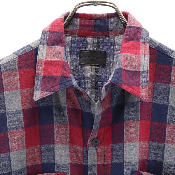 Danke Schon ダンケシェーン リネンブレンド コットン チェック柄 長袖 ロング シャツ F 赤系 メンズ