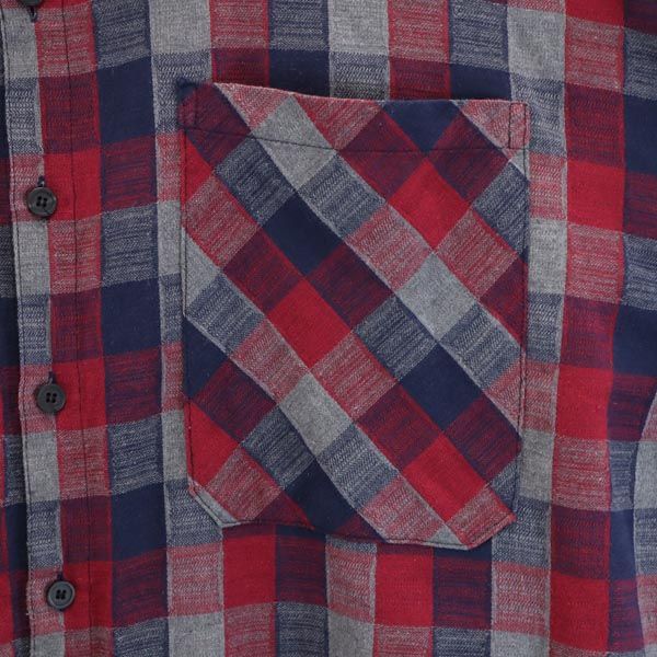 Danke Schon ダンケシェーン リネンブレンド コットン チェック柄 長袖 ロング シャツ F 赤系 メンズ