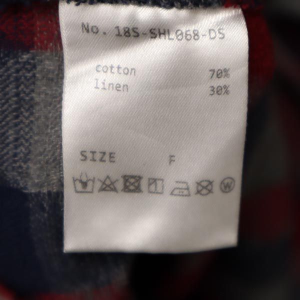 Danke Schon ダンケシェーン リネンブレンド コットン チェック柄 長袖 ロング シャツ F 赤系 メンズ