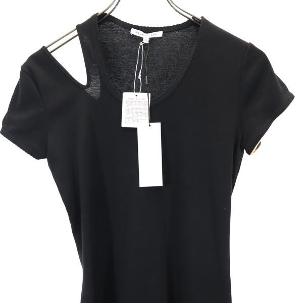 未使用 HELMUT LANG ヘルムートラング 半袖 デザイン ワンピース M ブラック系 レディース