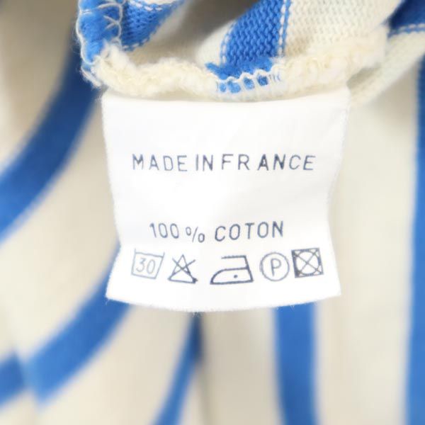 Le Minor ルミノア フランス製 ボーダー柄 半袖 フレンチスリーブ ワンピース 0 青×アイボリー レディース