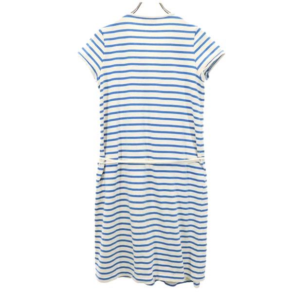 Le Minor ルミノア フランス製 ボーダー柄 半袖 フレンチスリーブ ワンピース 0 青×アイボリー レディース