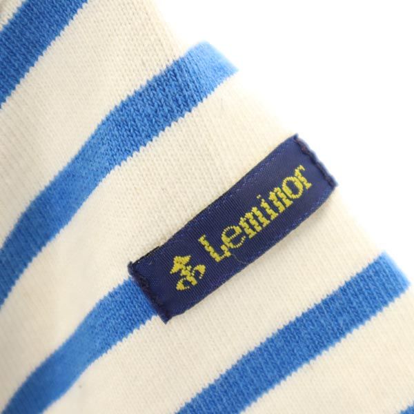 Le Minor ルミノア フランス製 ボーダー柄 半袖 フレンチスリーブ ワンピース 0 青×アイボリー レディース