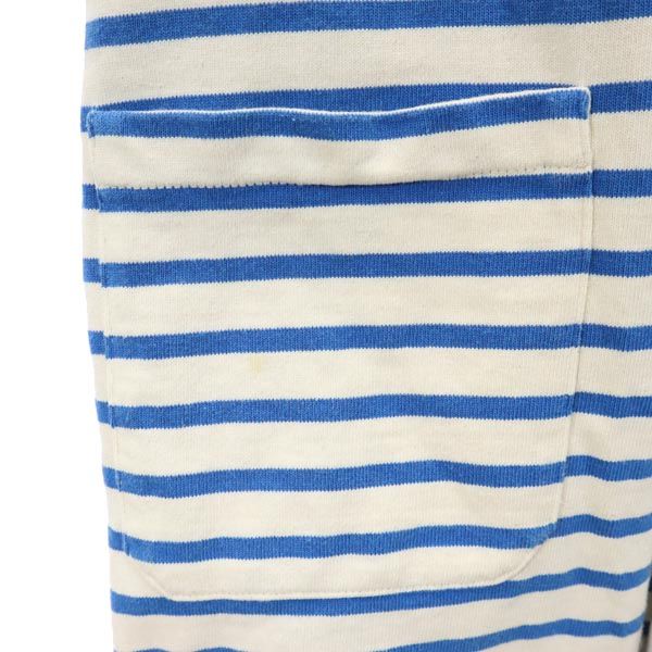 Le Minor ルミノア フランス製 ボーダー柄 半袖 フレンチスリーブ ワンピース 0 青×アイボリー レディース