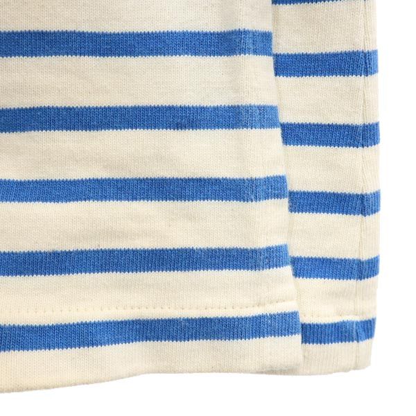 Le Minor ルミノア フランス製 ボーダー柄 半袖 フレンチスリーブ ワンピース 0 青×アイボリー レディース