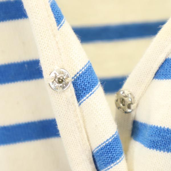 Le Minor ルミノア フランス製 ボーダー柄 半袖 フレンチスリーブ ワンピース 0 青×アイボリー レディース