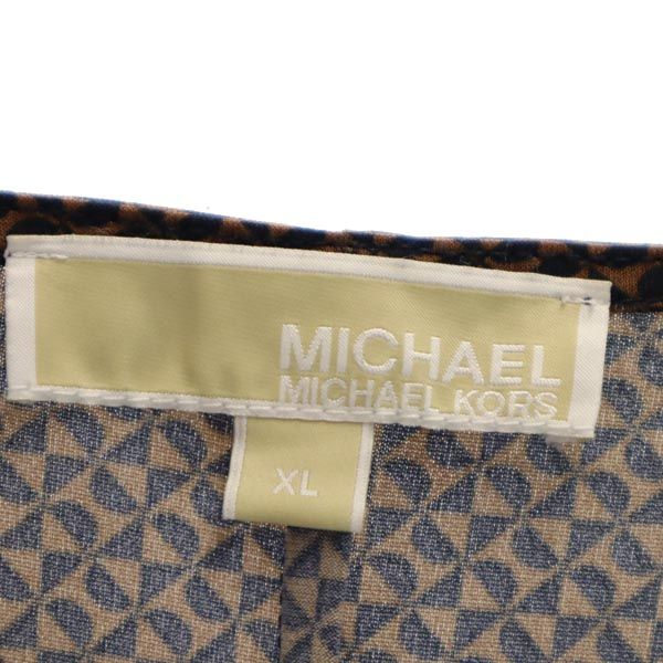 Michael Kors マイケルコース 総柄 半袖 フレンチスリーブ ワンピース XL ブラウン系 レディース