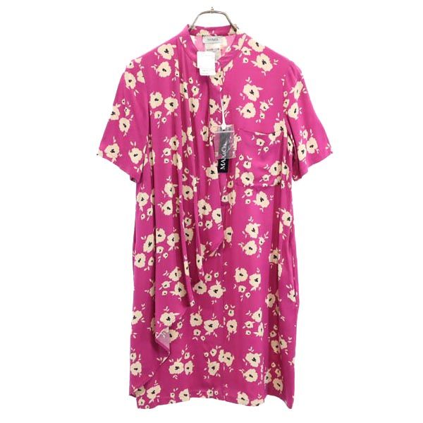 MAX&CO マックスアンドコー 花柄 総柄 半袖 ワンピース 36 ピンク系 ハーフボタン レディース