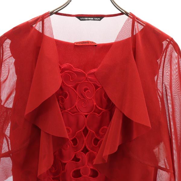 VIVIENNE TAM ヴィヴィアンタム ノースリーブ ボレロ付き ワンピース 1 赤 セットアップ スーツ レディース